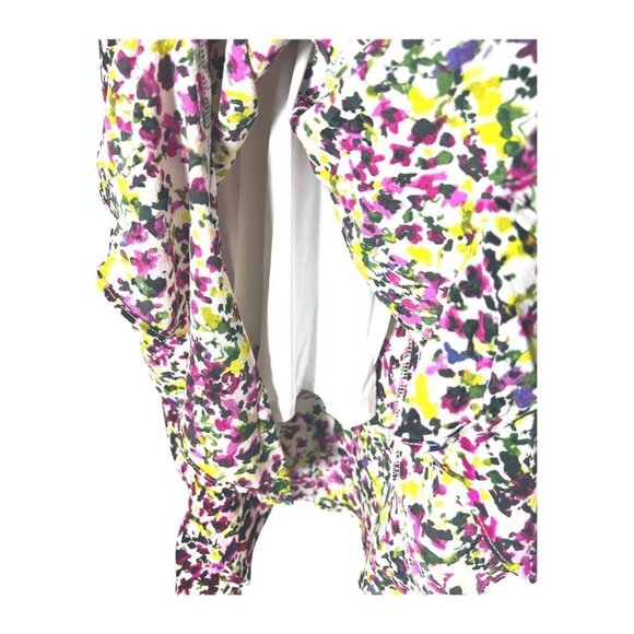 London Times Womens White Multi Floral Halter Asymmetric Flounce Dress Sz 10 New - Picture 6 of 8